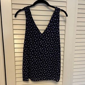 CAbi Navy and Lavender Patterned Blouse